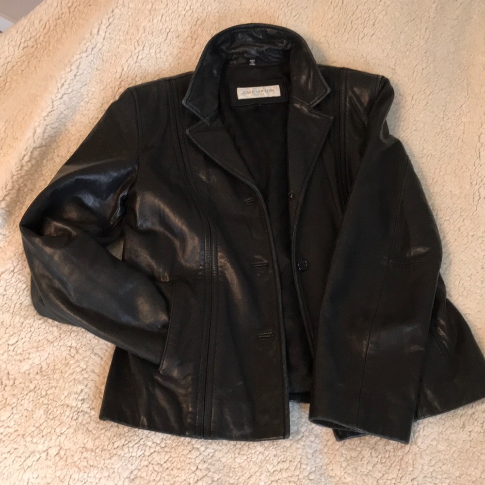 Vintage black leather jacket by Jones New York
